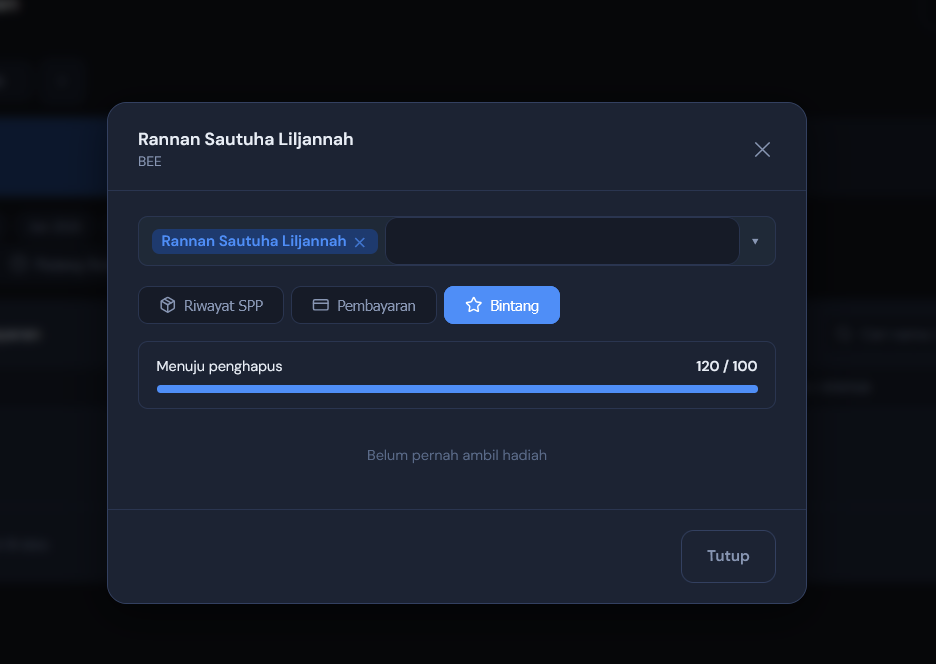Tab Bintang: progress menuju hadiah berikutnya & riwayat yang pernah diambil